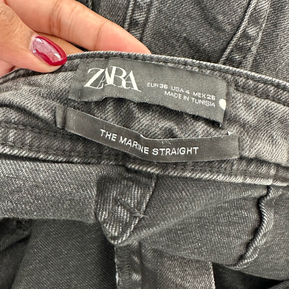 Zara The Marine Straight Wide Leg Jean 
Black / Gray wash 
Size 4